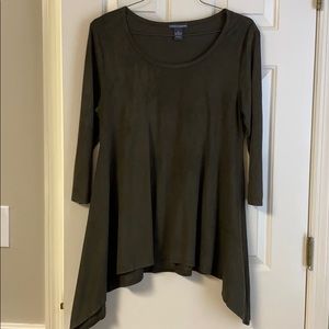Olive green Suede-like Tunic Shirt